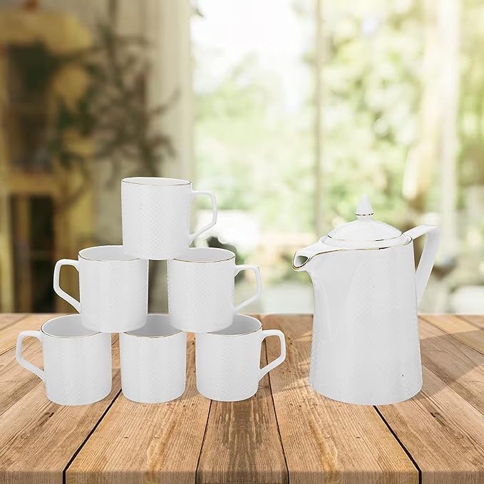 Ceramic Coffee Cups Kettle Set